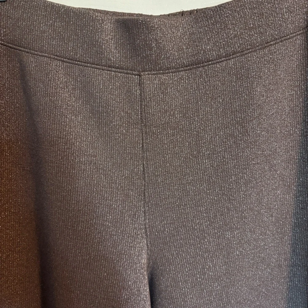 FLAWED Spanx Modern Shimmer Metallic Brown Taupe High Waist Wide Leg Pants Large - Picture 5 of 14